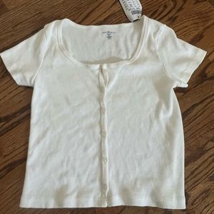 Brandy Melville white top, button up, one size, never worn